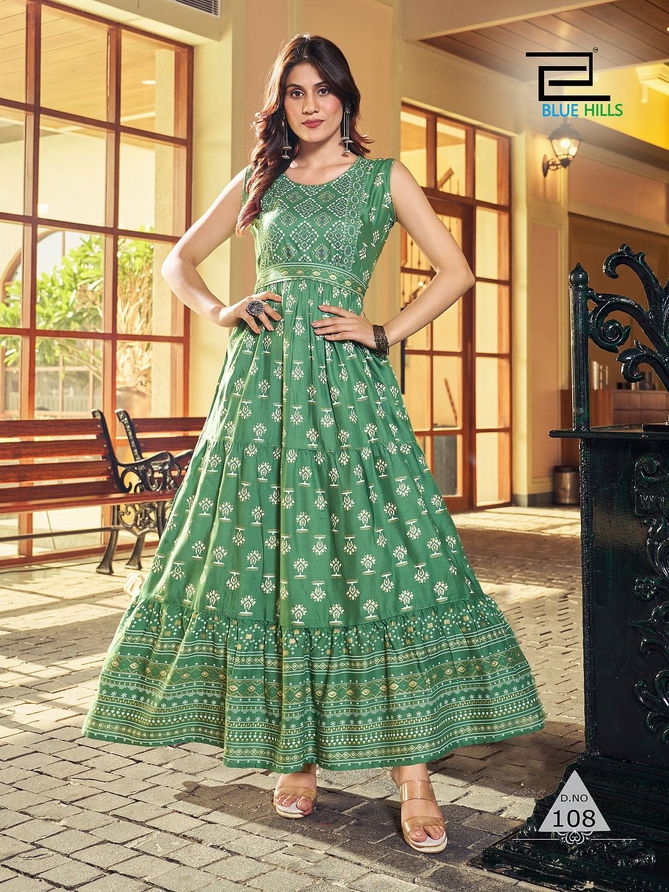 Bisleri By Blue Hills Heavy Long Printed Kurtis Catalog